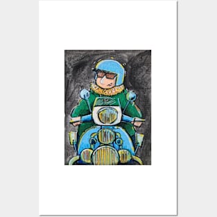 Retro Scooter, Classic Scooter, Scooterist, Scootering, Scooter Rider, Mod Art Posters and Art